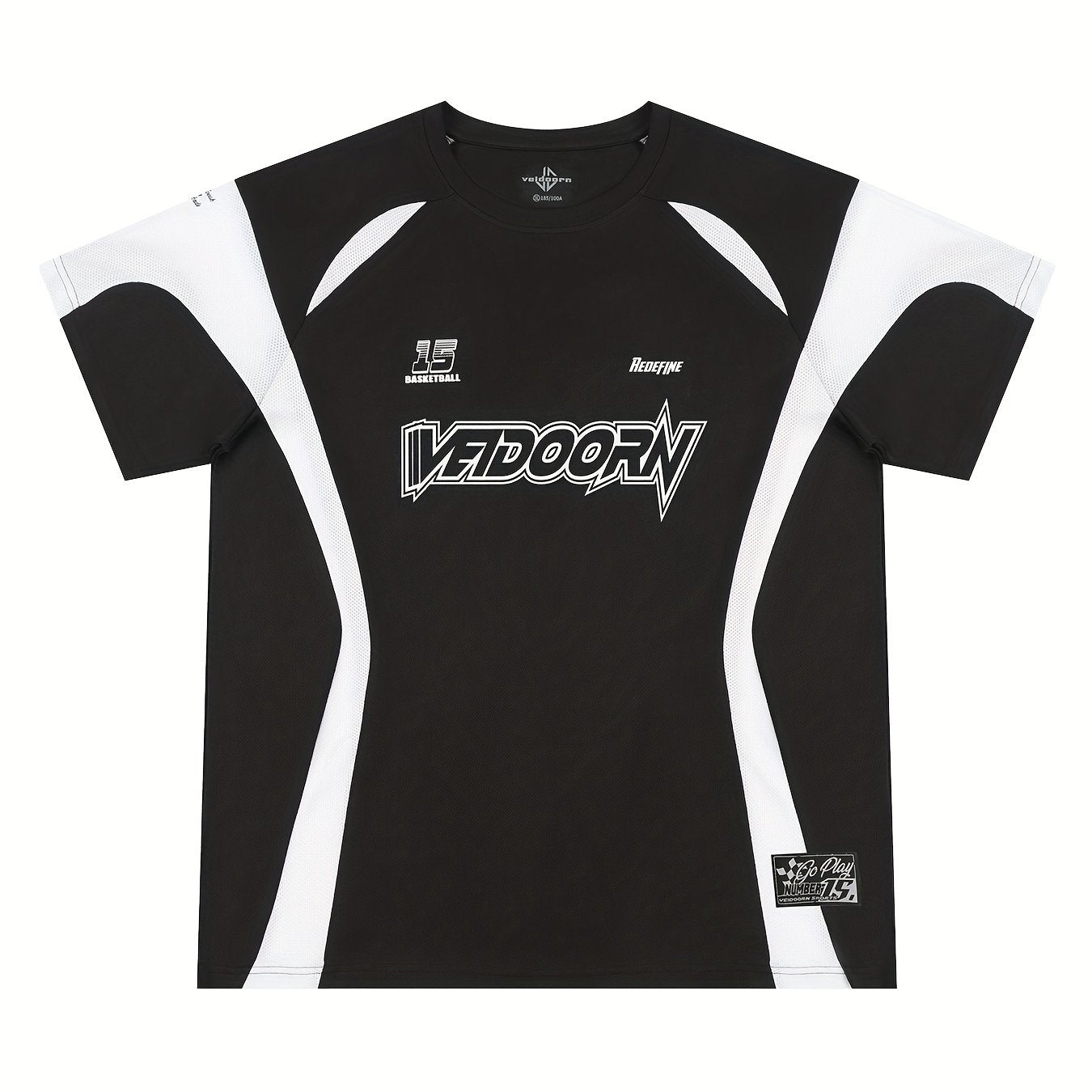 [Short Sleeve Breathable T-Shirt] VEIDOORN Men's Athletic T-Shirt - Breathable Polyester, Crew Neck, Short Sleeve with Geometric Design for Basketball & Sports - Summer Casual Wear voguable