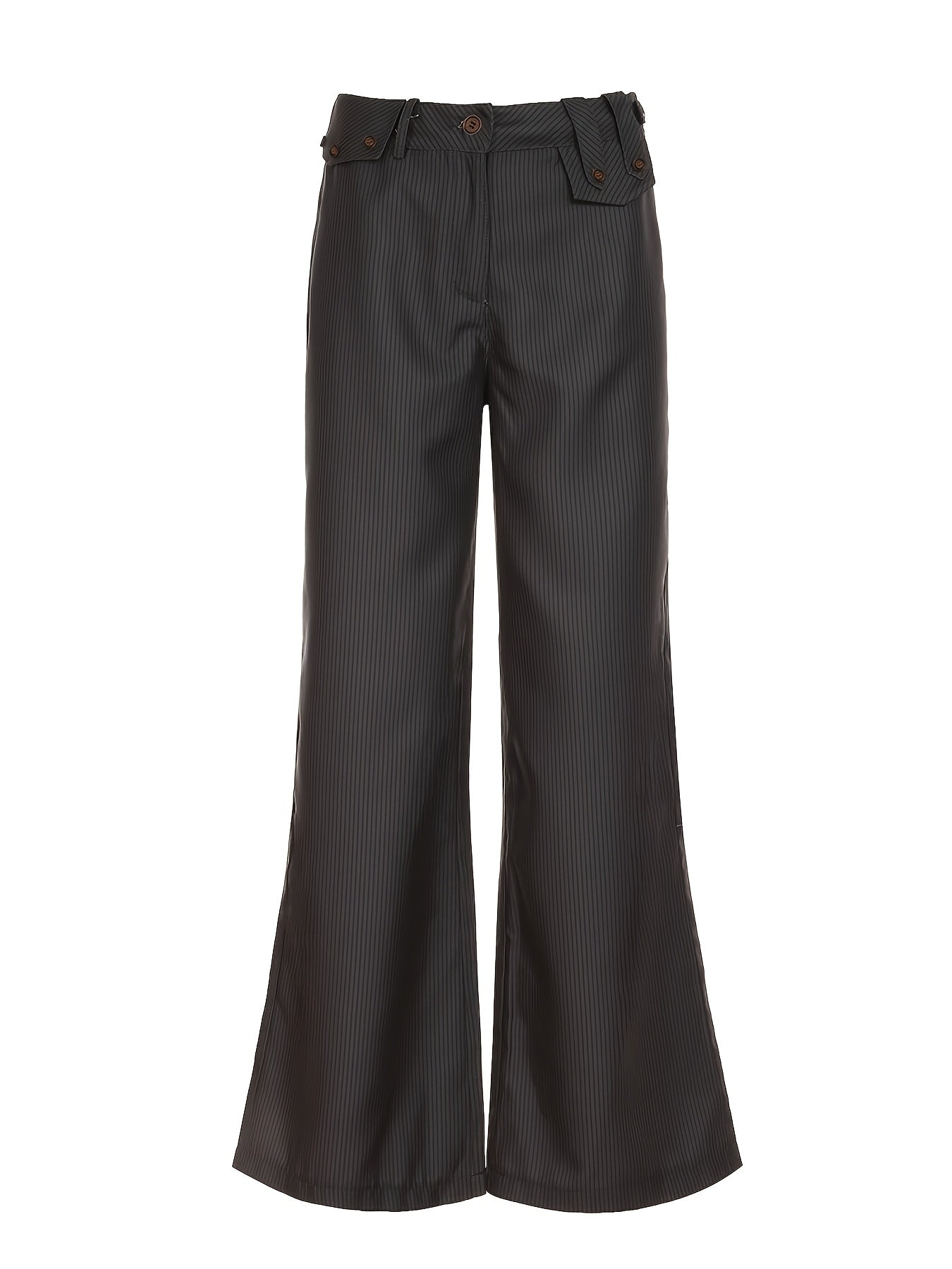 Women'S Casual Versatile Striped Woven Pants, 95% Polyester 5% Elastane, All-Season Straight Leg Trousers, 150g/m² Fabric Weight, Perfect for Adult - Woven Polyester 95.00% voguable