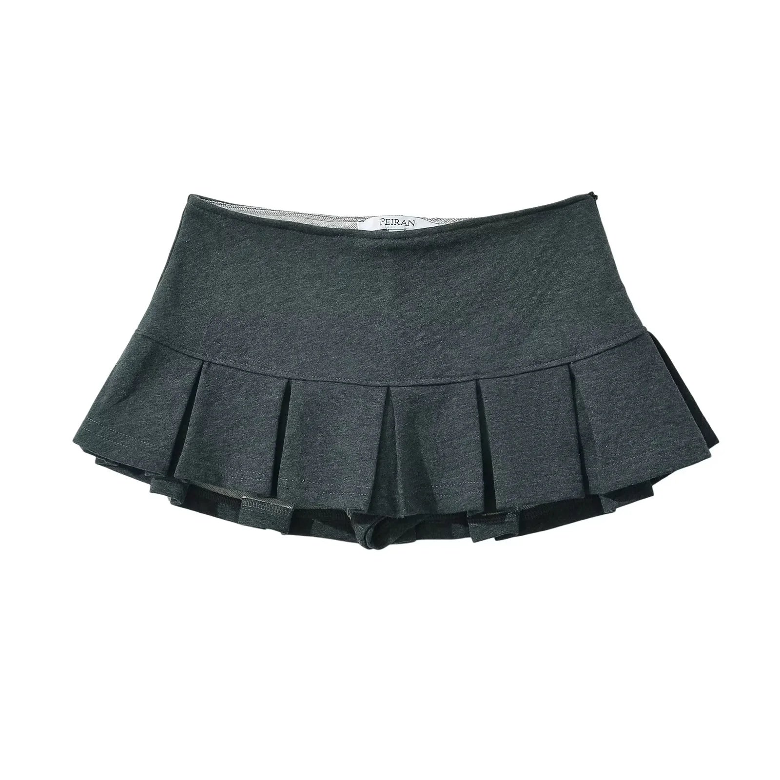 Voguable  Women Gray Low Waist Pleated Mini Skirt voguable