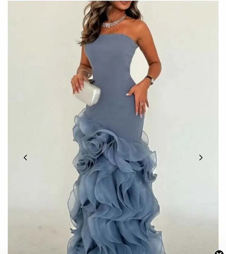 Customized Ruffle Mermaid Prom Dress 2025 Strapless Evening Gown Ruched High End Design Formal Dress Party Gown voguable