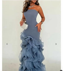 Customized Ruffle Mermaid Prom Dress 2025 Strapless Evening Gown Ruched High End Design Formal Dress Party Gown voguable
