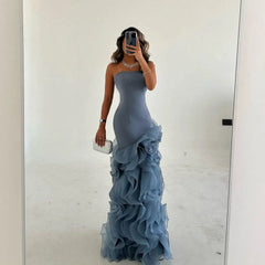 Customized Ruffle Mermaid Prom Dress 2025 Strapless Evening Gown Ruched High End Design Formal Dress Party Gown voguable