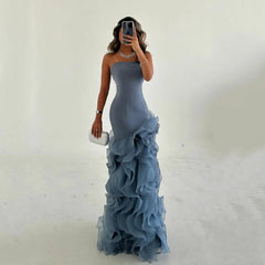 Customized Ruffle Mermaid Prom Dress 2025 Strapless Evening Gown Ruched High End Design Formal Dress Party Gown voguable