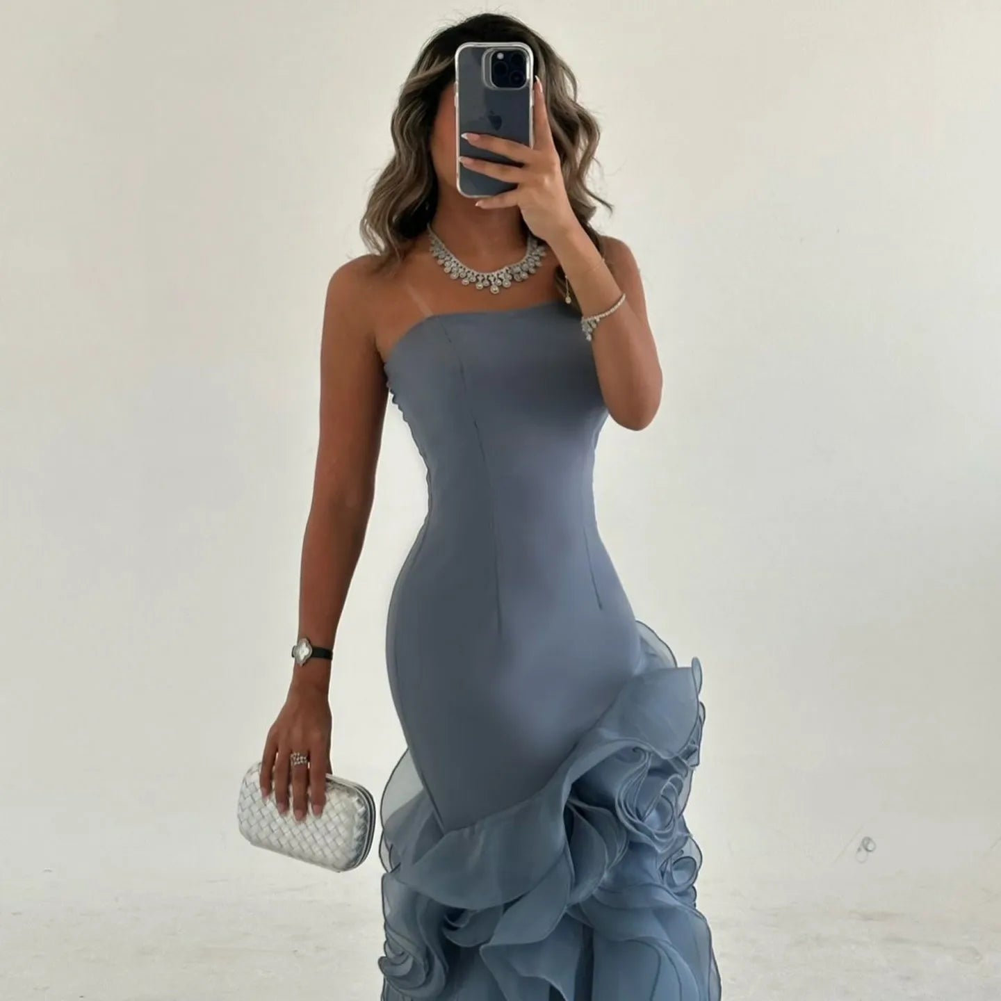 Customized Ruffle Mermaid Prom Dress 2025 Strapless Evening Gown Ruched High End Design Formal Dress Party Gown voguable