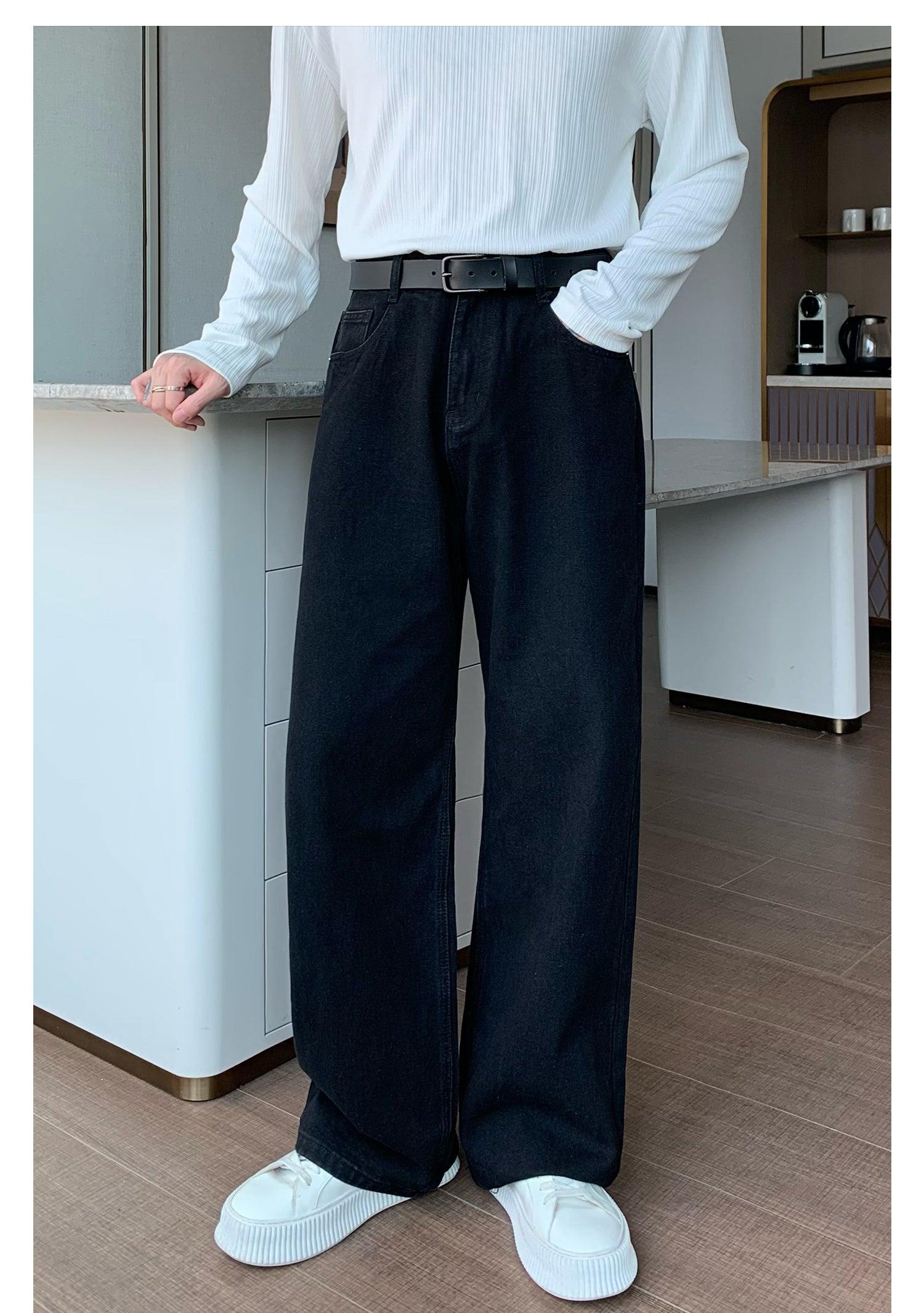 Elastic Waist Wide Leg Straight Jeans mysite
