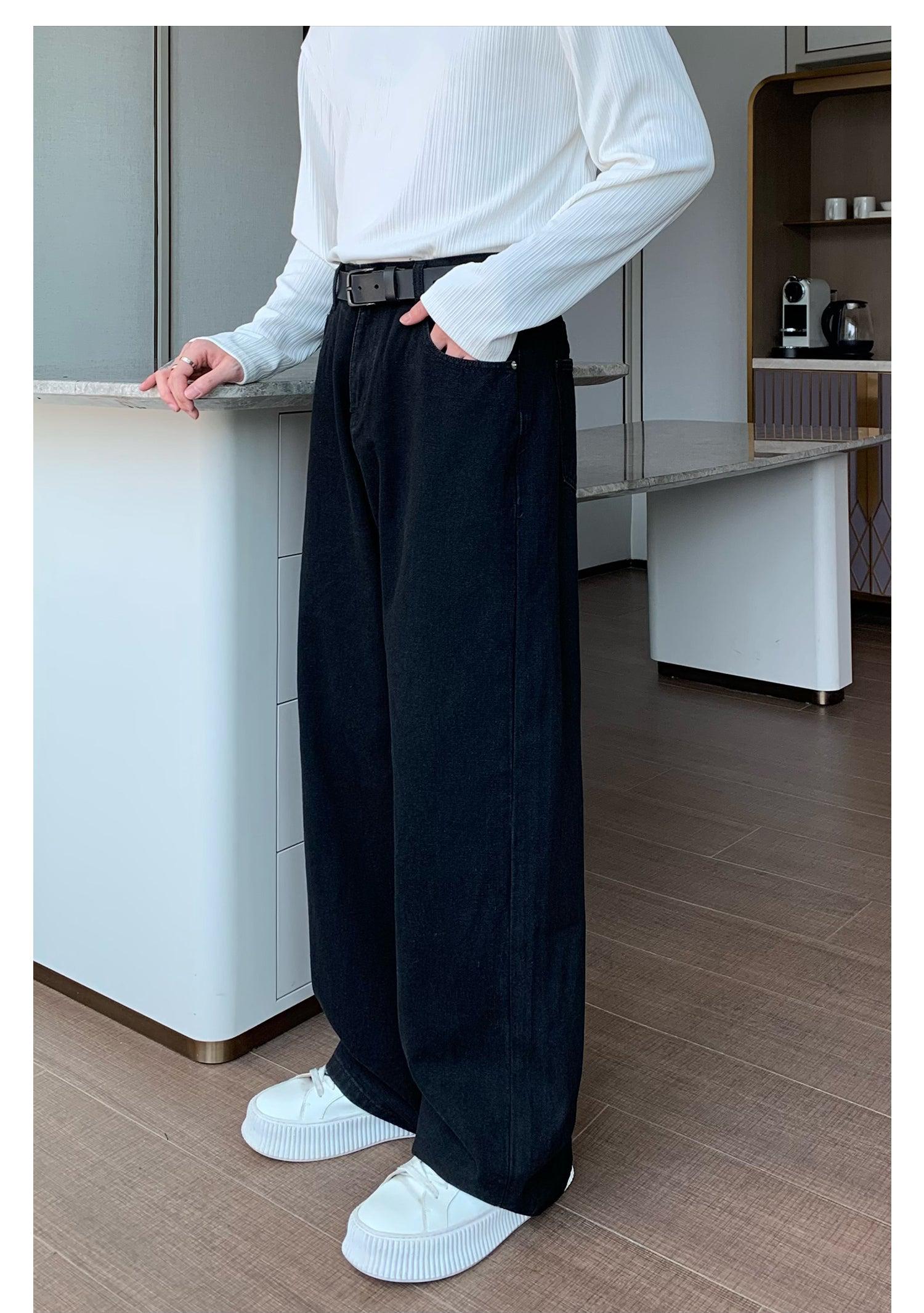 Elastic Waist Wide Leg Straight Jeans mysite