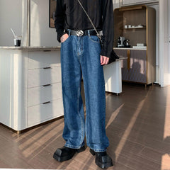 Elastic Waist Wide Leg Straight Jeans mysite