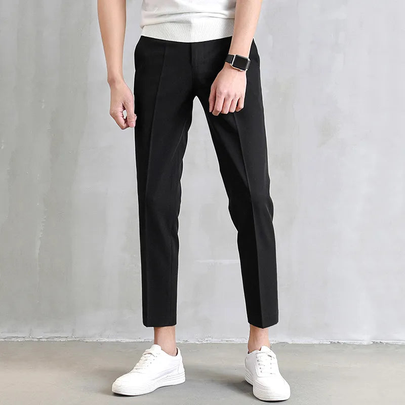 Voguable New Thin Casual Pants Korea Style Straight Slim Suit Bottoms 3 Colors Classic Fashion Business Leisure Solid Color Trousers voguable