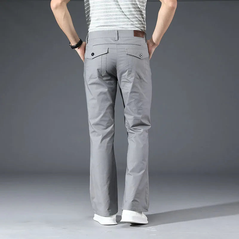 Thin Mens Flared Pants Bootcut Boot cut Cargo Pants Men Leg Fit Classic Flare Vintage Male Straight Trousers white black voguable