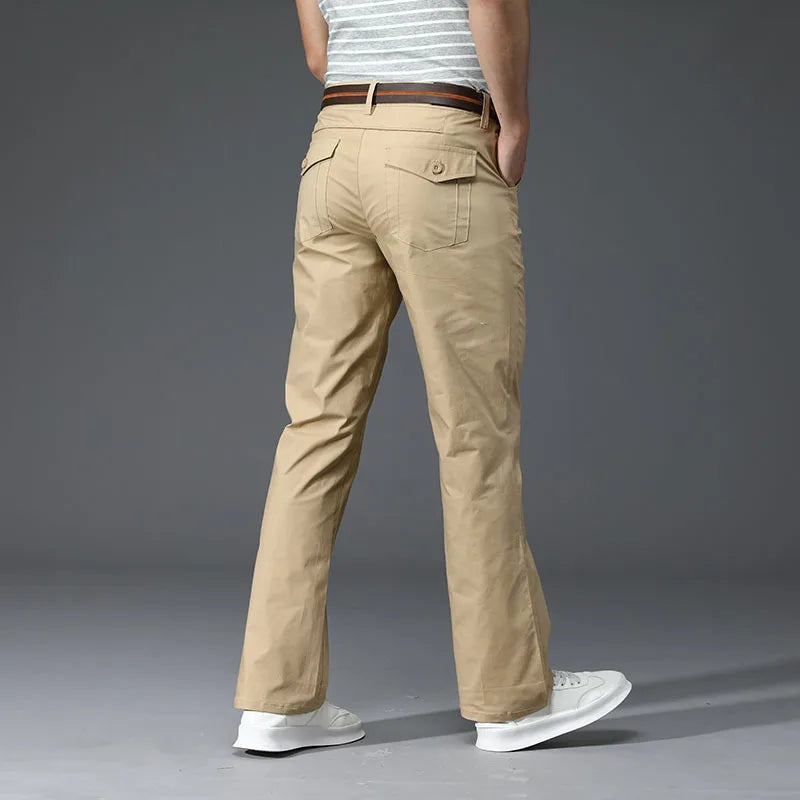 Thin Mens Flared Pants Bootcut Boot cut Cargo Pants Men Leg Fit Classic Flare Vintage Male Straight Trousers white black voguable