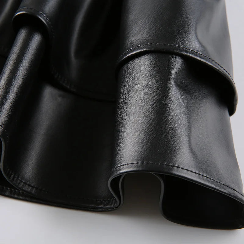 Mall Goth Punk PU Skirt Women Dark Gothic Vintage Bandage High Waist Lolita Skirt Harajuku Streetwear Emo Alt Clubwear voguable