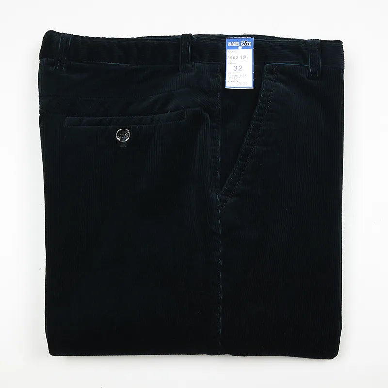 Straight Loose Corduroy Winter Pants Men Thick Black Khaki Red High Waist Male Trousers Office Big Size 40 42 voguable