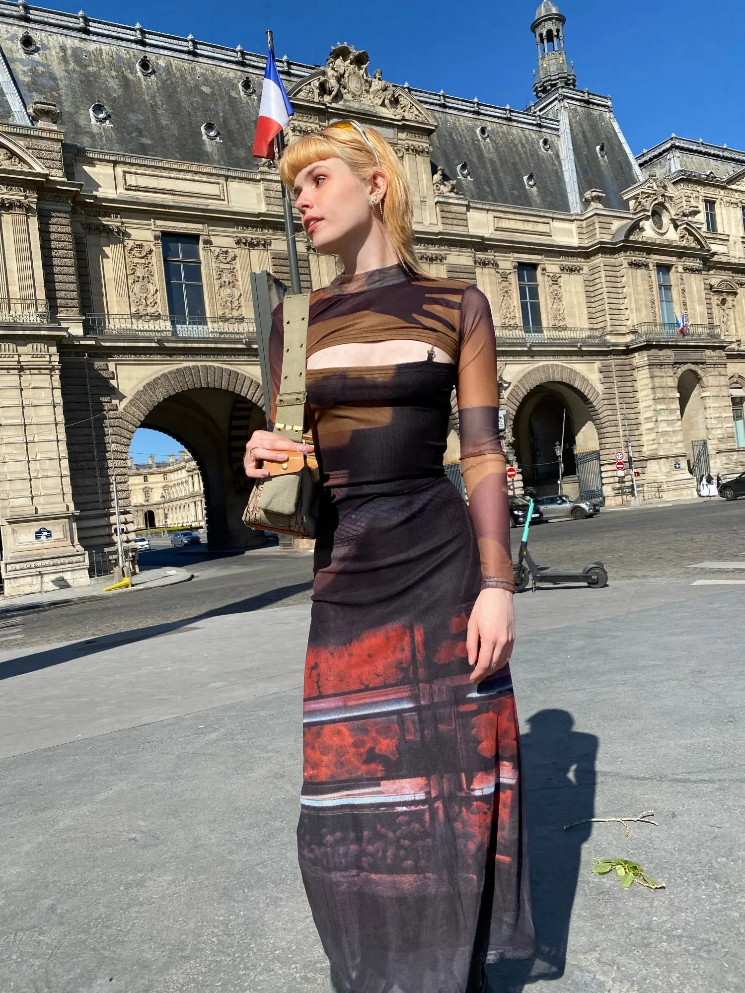 2 Piece Mesh Long Sleeve Punk Dress Women Turtleneck Long Midi Bodycon Ladies Dress Runway Fashion Designer Clothes voguable