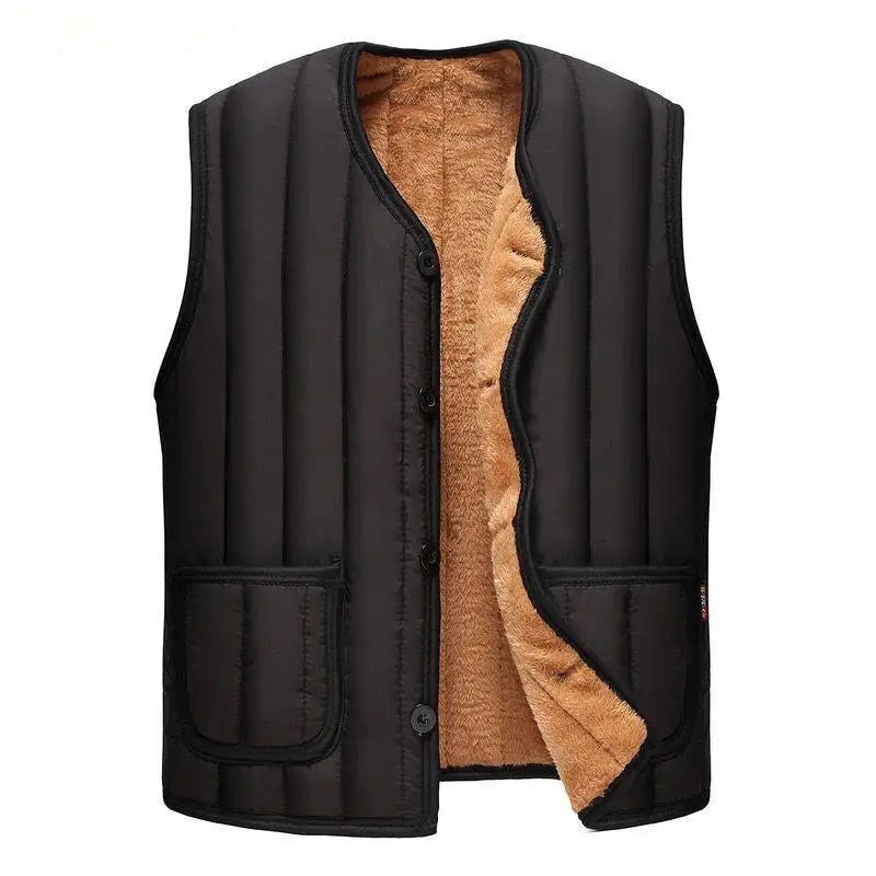 2023 Men's Black Fleece Vest Winter Sleeveless Outerwear Warm Fleece Liner Vests Plus Size 2Xl 3Xl 4Xl Soft Warm Brand Hot Sale voguable