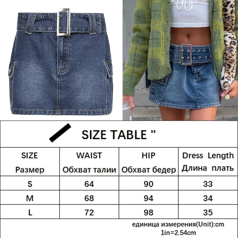 Women'S Jeans Skirt Y2K Belt Mini Denim Skirt Korean Low Waist Straight Short Skirt Summer Harajuku Sexy Vintage voguable