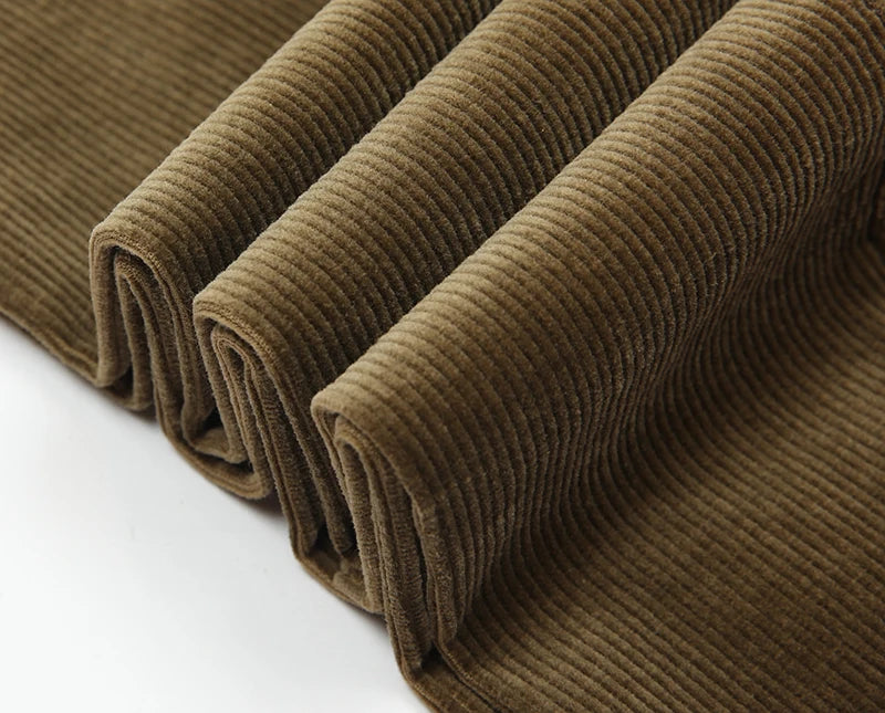 Straight Loose Corduroy Winter Pants Men Thick Black Khaki Red High Waist Male Trousers Office Big Size 40 42 voguable