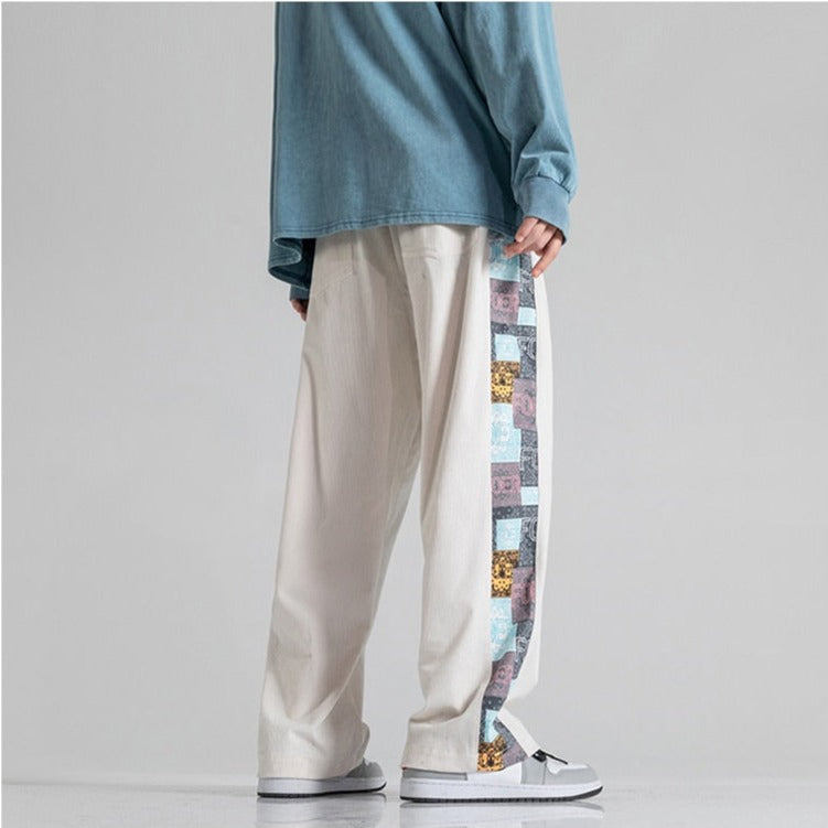 MRGB Men's Trend Oversized Straight Pants Spring Fashion Pattern Print Casual Man Wide Leg Pants Streetwear Men Trousers voguable