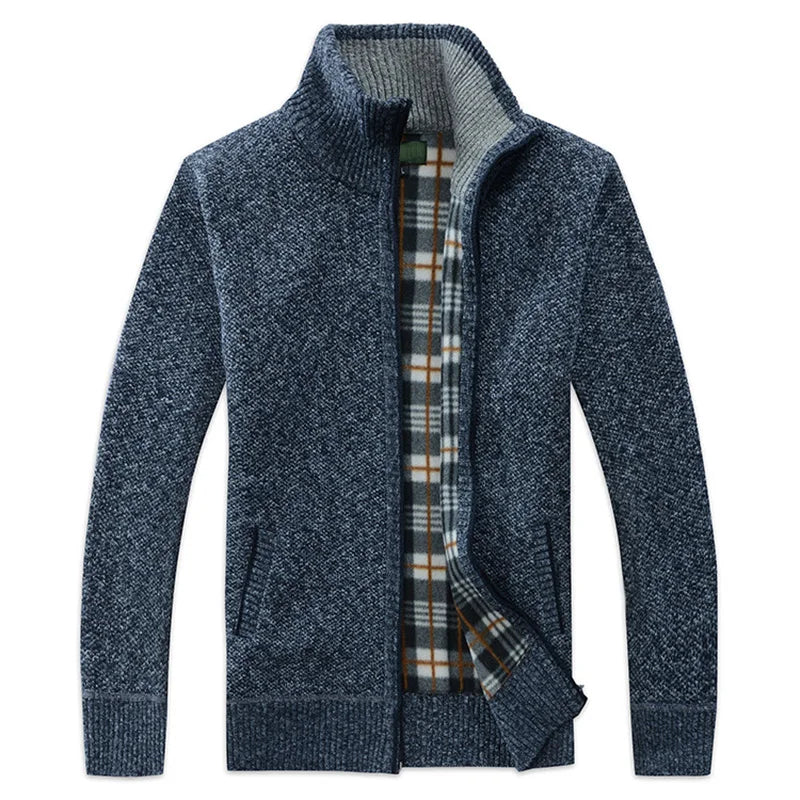 2024 New Autumn Winter Jacket Men Warm Cashmere Casual Wool Zipper Slim Fit Fleece Jacket Men Coat Dress Knitwear Male Coats voguable