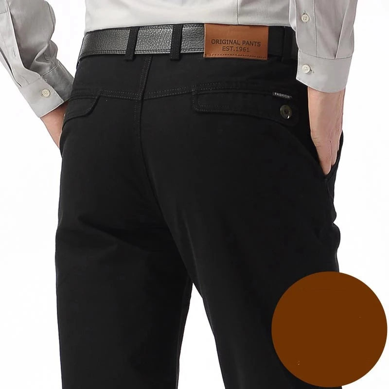 Spring Men Casual Pants Cotton Straight Mens Pants Black Army Khaki Man Trousers Plus Size 40 42 Spring voguable