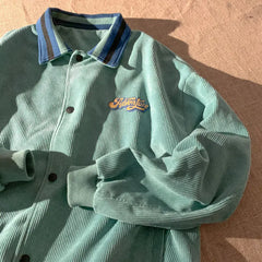 Voguable Retro POLO Collar Bat Sleeve Jacket Women Oversized Corduroy Buttons Up Outerwear New Spring Coat Harajuku Teens Clothes voguable
