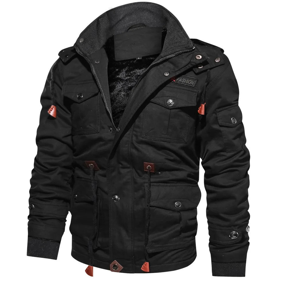Winter Fleece Jacket Men Casual Thick Thermal Coat Army Pilot Jackets Air Force Cargo Outwear Hooded Jacket Mens Clothes voguable