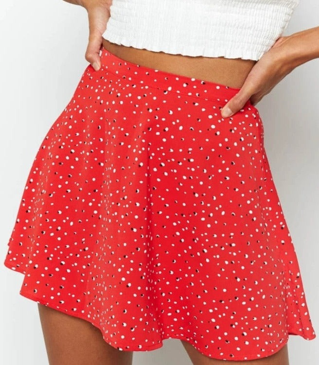 Summer new women's floral print skirt high waist umbrella mini skirt Female invisible zipper chiffon print short skirt women voguable