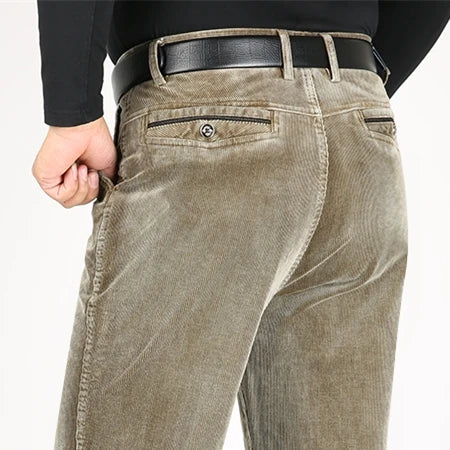 Corduroy Trousers Men Casual Pants Thick Autumn Winter Pants Men Cotton Full Length Straight Straight Loose voguable