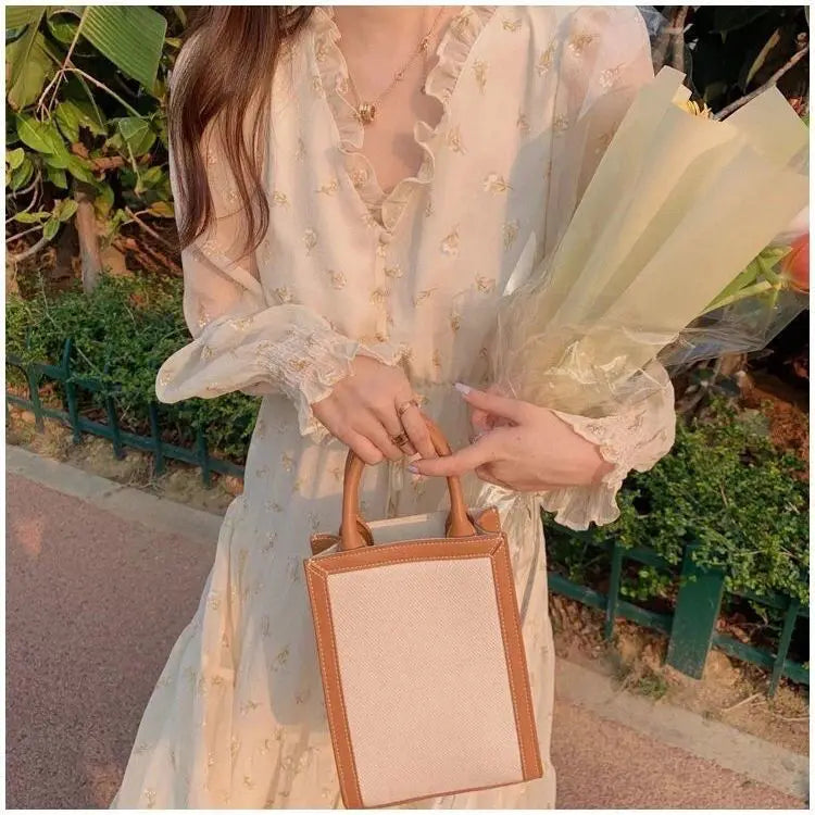 Voguable V-neck Elegant Sweet Dress Women Long Sleeve Chiffon Floral Dress Party Beach Dress for Females Korean Style  Summer Chic voguable