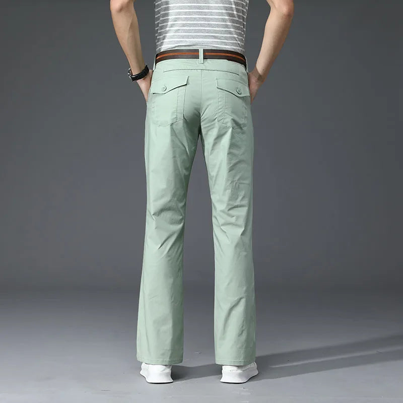 Thin Mens Flared Pants Bootcut Boot cut Cargo Pants Men Leg Fit Classic Flare Vintage Male Straight Trousers white black voguable