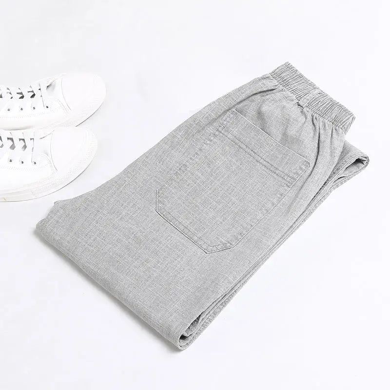 Voguable  Summer Linen Men Casual Pants Work Wear Office Thin Golf Straight Long Formal Suit Trousers Plus Size 5xl New voguable