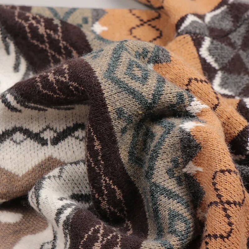 Vintage Sweaters Women Pullover Winter Striped Jumpers Korean Style Loose Pullover Knitwear Casual Loose Sweater Pull Femme voguable