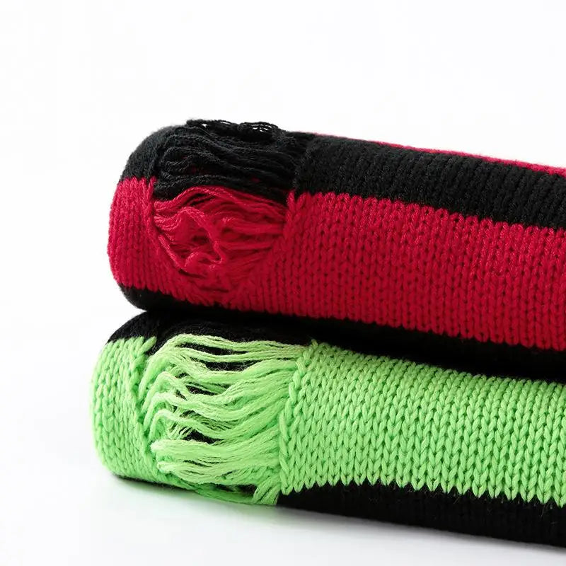 Black Stripe Sweaters Destroyed Ripped Sweater Men Pullover Hole Knit Jumpers Men Oversized Sweatshirt Harajuku Long Sleeve Tops voguable