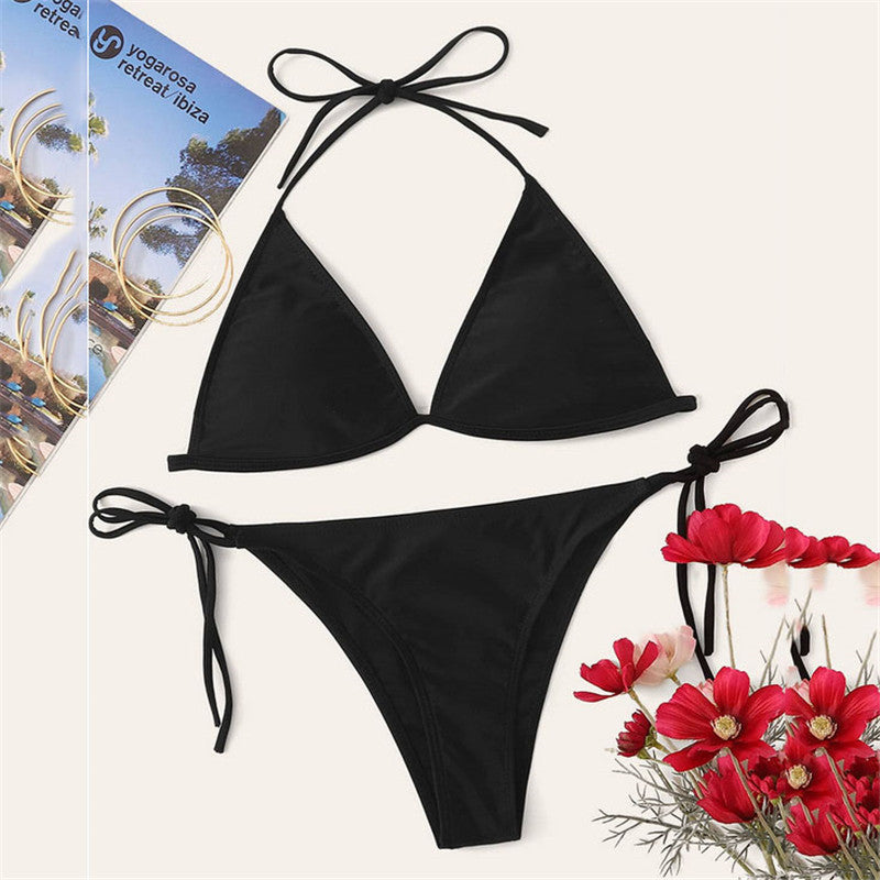 Bikini 2022 Woman Sexy Bikini Split Double Sided Printed Swimsuit Lace Up Strap Bikini Suit Summer Beach Bikini Swimwear voguable