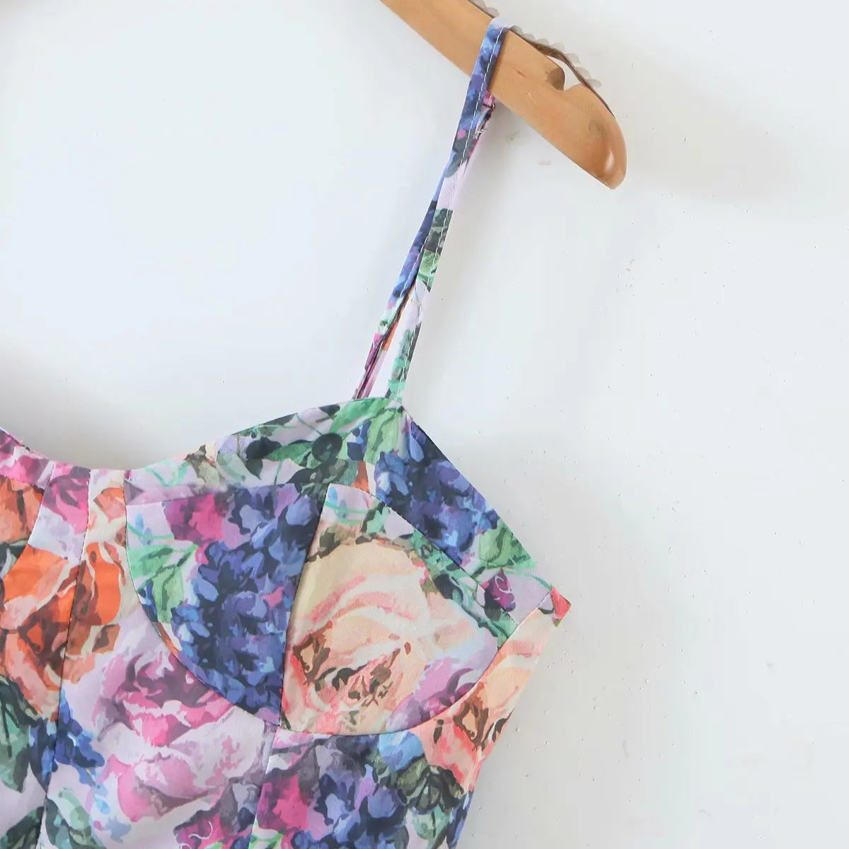 Voguable Vintage Multicolor Floral Print Sexy Sling Dress Women Summer Chiffon Super-Short Dress Holiday Beach Sundress voguable