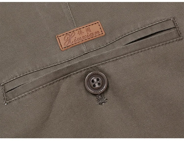 Straight Loose Casual Pants Men Pleated Classic Basic High Waist Thick Autumn 100% Cotton Black Office Trousers 42 44 46 voguable