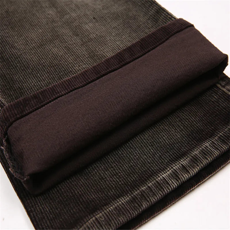 Corduroy Trousers Men Casual Pants Thick Autumn Winter Pants Men Cotton Full Length Straight Straight Loose voguable