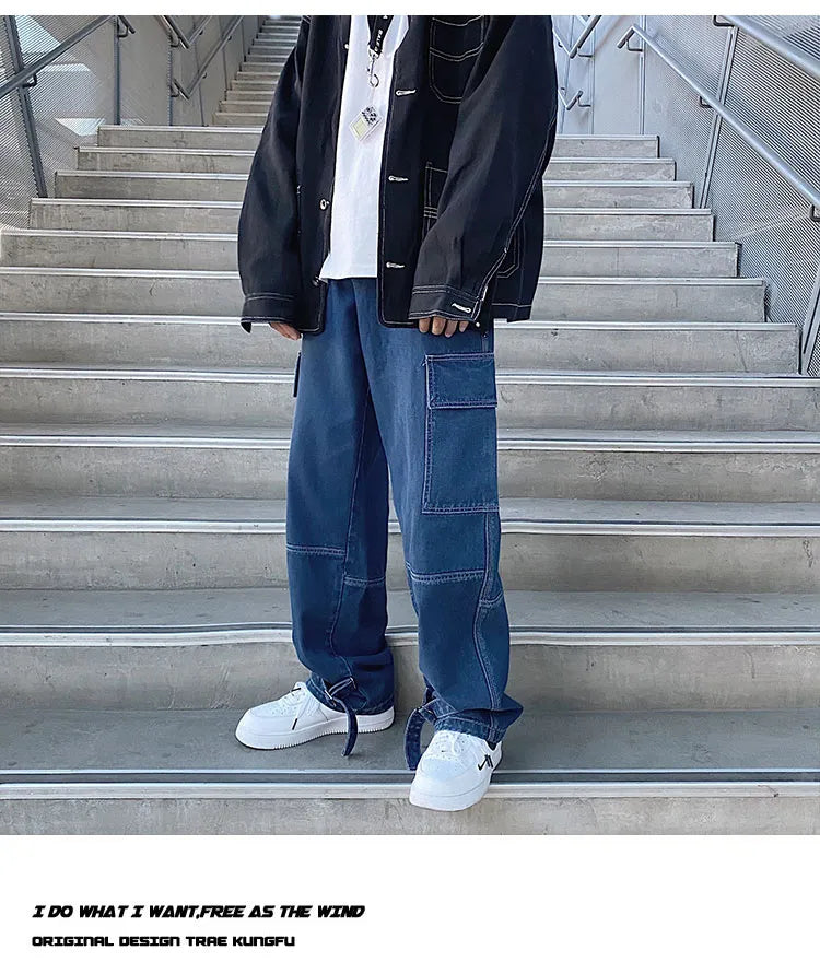 Men Jeans Wide Leg Denim pants Loose Straight Baggy Men's Jeans hip hop Streetwear Skateboard Neutral denim Trousers Cargo jeans voguable