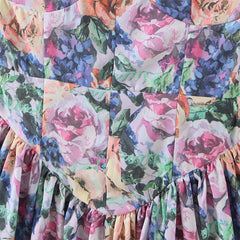 Voguable Vintage Multicolor Floral Print Sexy Sling Dress Women Summer Chiffon Super-Short Dress Holiday Beach Sundress voguable
