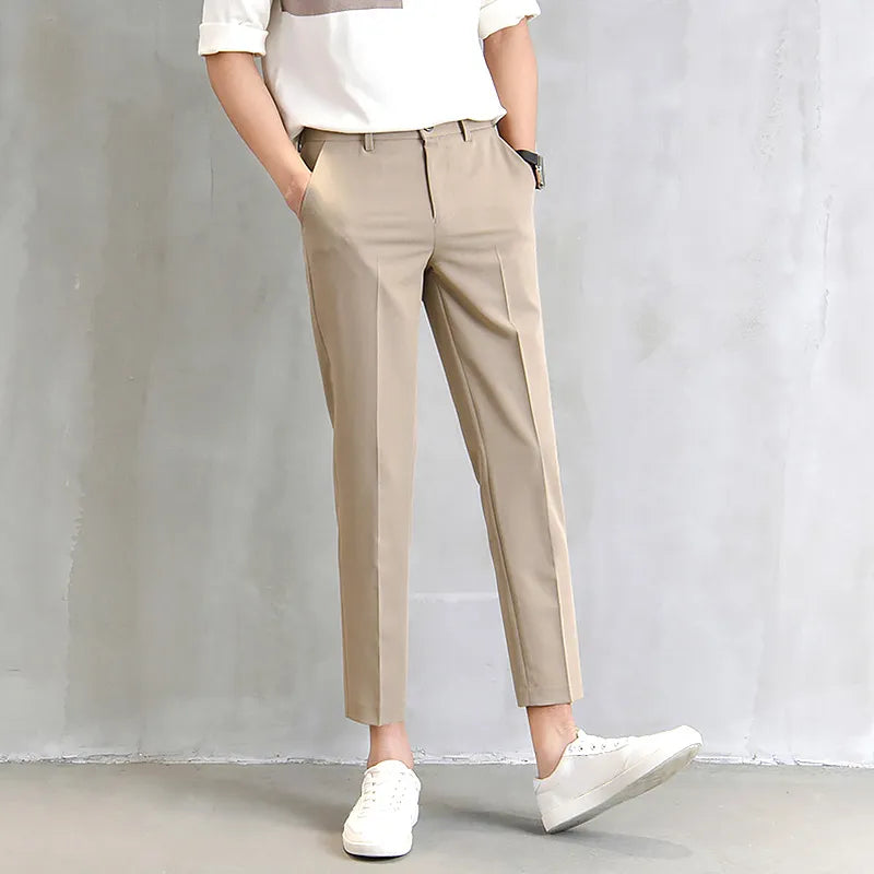 Voguable New Thin Casual Pants Korea Style Straight Slim Suit Bottoms ...