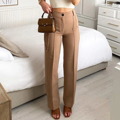 Ardm High Waisted Casual White Trousers Women Brown Stright Pants Office Lady Korean Style Women  Pantalones voguable