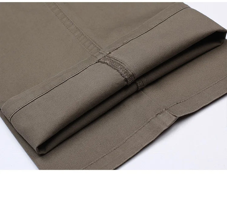 Straight Loose Casual Pants Men Pleated Classic Basic High Waist Thick Autumn 100% Cotton Black Office Trousers 42 44 46 voguable
