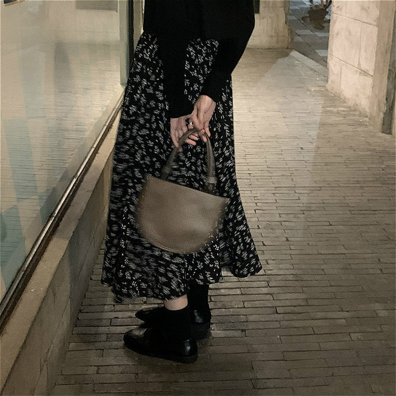 Skirts Women Design High Waist Summer Loose Trendy Elegant Artistic BF A-Line All-match Print Lovely Ins Casual Tender Aesthetic voguable