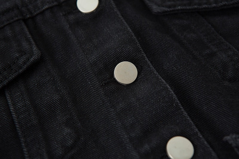 Autumn Women Denim Jacket Fashion Streetwear Casual Loose Outwear Black Short Ripped Jeans Jacket Coat Cotton voguable