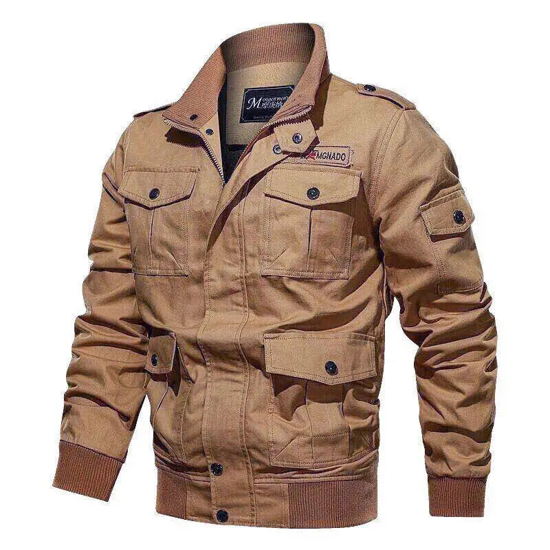 Spring and autumn military jacket male cotton water wash collar pilot cotton jacket large size plus velvet winter youth voguable