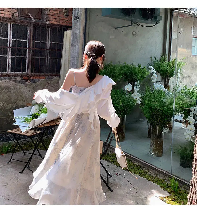 Voguable Summer Party Midi Elegant Dress Women Strap Sexy Design High Wasit Vintage Casual Sleeveless Chiffon Sweet Dress voguable
