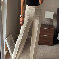 Ardm High Waisted Casual White Trousers Women Brown Stright Pants Office Lady Korean Style Women  Pantalones voguable