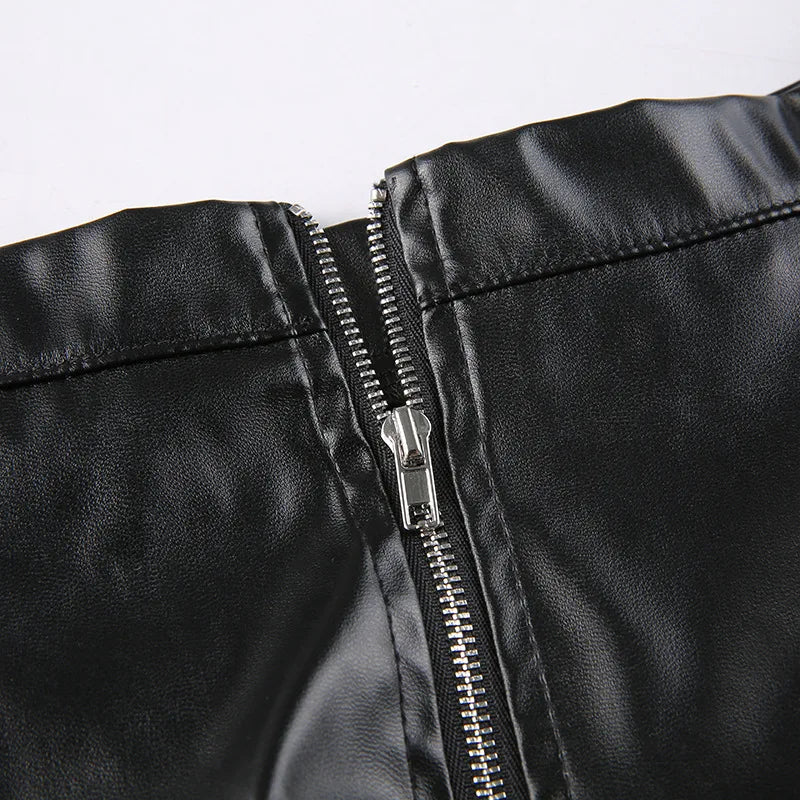 Mall Goth Punk PU Skirt Women Dark Gothic Vintage Bandage High Waist Lolita Skirt Harajuku Streetwear Emo Alt Clubwear voguable