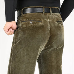 Corduroy Trousers Men Casual Pants Thick Autumn Winter Pants Men Cotton Full Length Straight Straight Loose voguable