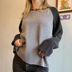 Autumn Winter Patchwork Tshirt y2k Vintage Knitted Pullovers Casual Harajuku Grunge Fairycore Women Tees Top Clothing Streetwear voguable