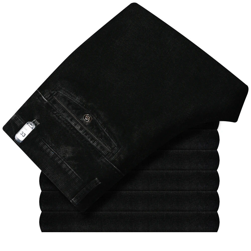 Corduroy Trousers Men Casual Pants Thick Autumn Winter Pants Men Cotton Full Length Straight Straight Loose voguable